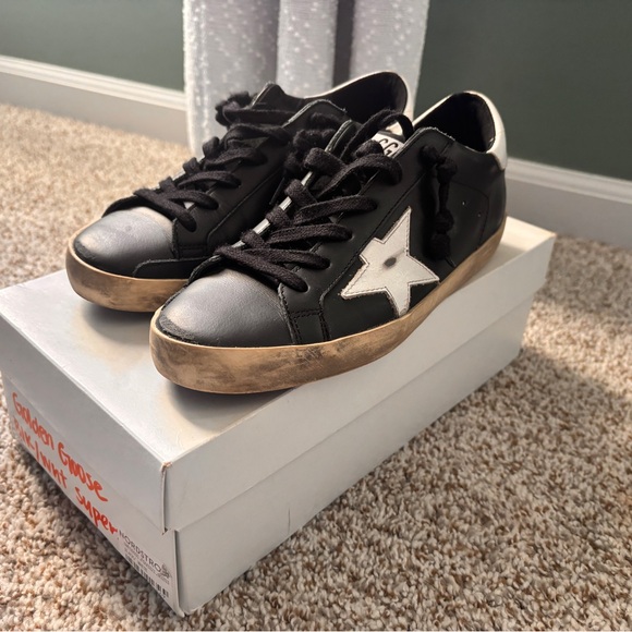 Golden Goose Black and White Star Sneakers size 7 - Picture 1 of 13